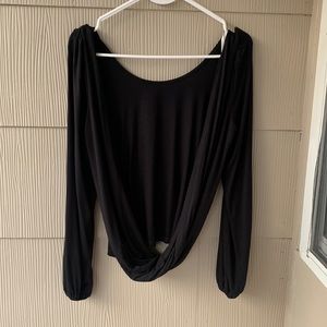Lovers + Friends Black Long Sleeve Twist-Front Blouse